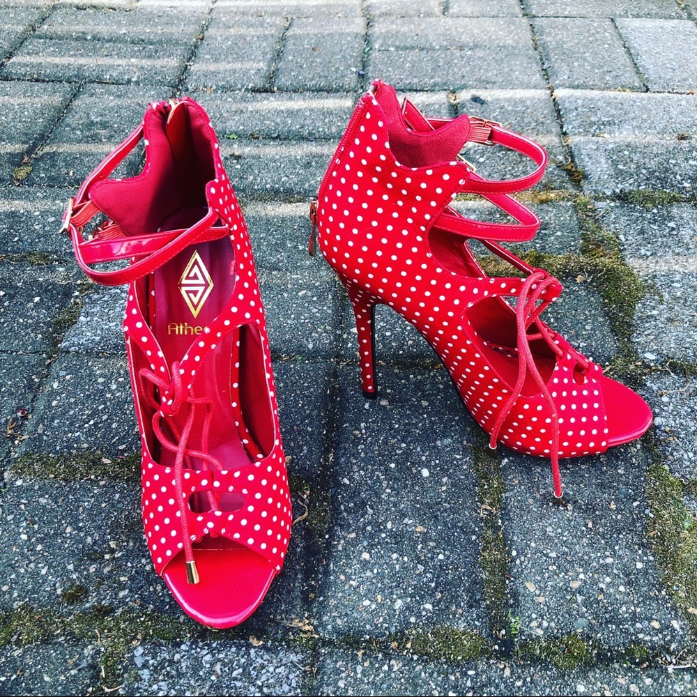 RED POLKA DOT HEELS